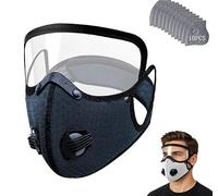 Reusable Carbon Filter Dust Mask with Goggles, 5-Layer Respirator Mask, Adjustable Anti-Dust Windproof Face Mask for Woodworking, Cycling and Outdoor Use