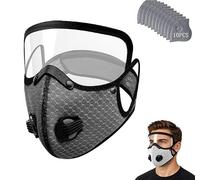 Reusable Carbon Filter Dust Mask with Goggles, 5-Layer Respirator Mask, Adjustable Anti-Dust Windproof Face Mask for Woodworking, Cycling and Outdoor Use