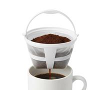 Reusable Coffee Filters - Mesh Washable Strainer, 6-8 Cup Basket Filters with Handle, Stainless Steel Filter, Eco-Friendly Coffee Filter with Easy Cleaning for Brewing Smooth Coffees and Tea at Home