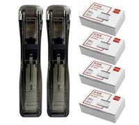 Reusable Desktop Stapler with 2 Portable Paper Clipper Binders and 200pcs Refill Clips, Small Desktop Stapler with Staplesfor Office Filing and Document Binding for Home and School Use (black)