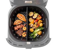 Reusable Divided Air Fryer Silicone Liner - Dual Compartment Basket | Reusable Divided Air Fryer Silicone Liner, Food-Grade Heat-Resistant Dual Compartment Silicone Basket Insert With Handles For