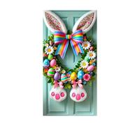 Reusable Easter Banner - Decorative Bunny Door Cover for Spring Festivities | Large 90x180cm Hanging Sign with Bright Print & Lightweight Build for Gardens, Outdoor Walls and Holiday Events
