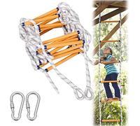 Reusable Fire Escape Ladder, Quick Deploy Rope Ladder with Hooks & Carabiners, Easy Storage, Emergency Safety Tool for Home & Office Escape (OneColor 10m)