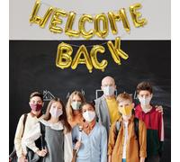 Reusable Foil Welcome Back Letter Balloons Gold for School Classroom Decorations