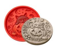 Reusable Halloween Stepping Stone Silicone Mold, DIY Garden Pathway Paver | Reusable Halloween Stepping Stone Silicone Mold, Pumpkin Ghost Bat Relief Concrete Paver for DIY Garden Pathway