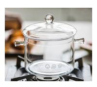 Reusable Heat Resistant Glass Cooking Pot Clear Stew Pot for Kitchen Use