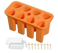 Reusable Ice Pop Molds - 8-Cavity Easy-Release Tray, Silicone Ice Treats Mold with Sticks, Yogurt and Juice Maker, Party Kitchen Bar Accessories for Kids and Adults