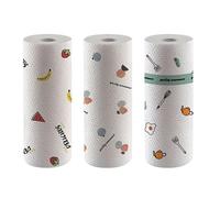 Reusable Lazy Rags Kitchen Towels - 50 Tearable Sheets Per Roll Wet & Dry D | Convenient Washable and Absorbent Cleaning Rags featuring 50 Pieces with Random Prints per Roll, Each Measuring 25x25 cm (9.8