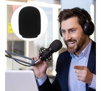 Reusable Microphone Sponge Cover Black Mic Windscreen for Clear Recording