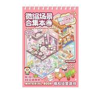 Reusable Miniature Scene Stickers - Room Design Book With Three Dimensional Pet Stickers 19 x 13,5 cm for Cell Phone Case, Tablet