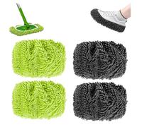 Reusable Mop Pads, 2025 New Reusable Microfiber Mop Pads, Washable Dry Sweeping Cloths, Wet Mopping Cloths Mops Head Replacement Refills for Hardwood Surface Floor Cleaning (yellow+black 4pcs,large)