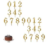 Reusable Number Birthday Candle Holder Set, 0-9 Number For Cake Topper, Cake Digits Toppers Decorations, Adjustable Candles Stand, Party Cakes Accessories (gold)