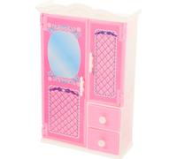 Reusable Plastic Mini Wardrobe Doll House Furniture Pink Decorative Model