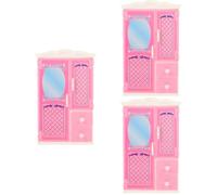 Reusable Plastic Mini Wardrobe Pink Doll House Furniture Decorative Accessory