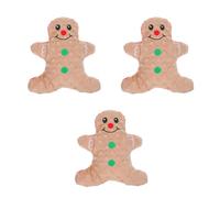 Reusable Plush Christmas Dog Toys Squeaky Chew Set Gingerbread Man 3Pcs