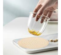 Reusable PVC Coasters Set 10Pcs Golden Nonslip Hollow Placemats for Coffee Bar