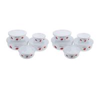 Reusable Red Enamel Bowls with Lids for Soup Salad and Instant Noodles