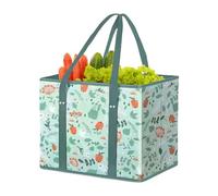 Reusable Shopping Bags, Foldable Grocery Tote, Handle Carry Pouch, Heavy Duty Build, Box Shape Structure, Perfect for Beach Days Picnics Family Trips Camping, 12.99x12.99x10.63 inches