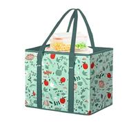 Reusable Shopping Bags, Foldable Grocery Tote, Handle Carry Pouch, Heavy Duty Build, Box Shape Structure, Perfect for Beach Days Picnics Family Trips Camping, 12.99x12.99x10.63 inches
