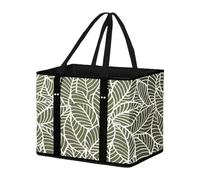 Reusable Shopping Bags, Foldable Grocery Tote with Handle, 12.99x12.99x10.63inches, Box-Shaped Heavy-Duty Storage Pouch, Ideal for Clothes, Beach Days, Picnics, Family Trips, Camping Use