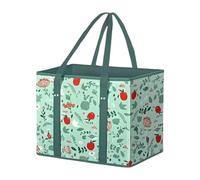 Reusable Shopping Bags, Foldable Grocery Tote with Handle, 12.99x12.99x10.63inches, Box-Shaped Heavy-Duty Storage Pouch, Ideal for Clothes, Beach Days, Picnics, Family Trips, Camping Use