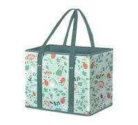 Reusable Shopping Bags, Foldable Grocery Tote with Handle, 12.99x12.99x10.63inches, Box-Shaped Heavy-Duty Storage Pouch, Ideal for Clothes, Beach Days, Picnics, Family Trips, Camping Use