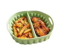 Reusable Silicone Air Fryer Liner - Divided Square Cooking Tray | Divided Design with Built-In Side Handles, Non-Stick Silicone Pan Available in 2 Sizes for Air Fryer & Oven