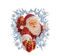 Reusable Stained Glass Stickers, Christmas Large Clear Festive Christmas | Crystal Santa Illusion Snowflake Santa Window Decoration Decal For Home, Office, School, Store, Mall, Restaurant, Cafe, Hotel