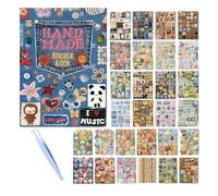 Reusable Sticker Book - 3D Soft-Touch Self Adhesive | 25x15cm Artistic Memory Enhancement Embroidery Patches For Junk Journals | For Journaling Art Projects Water Bottle Phone Case Teens Craft Lovers