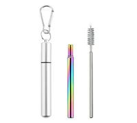 Reusable Straws with Case - Eco Friendly Drinking Straws for Travel and Home Use | Stainless Steel with Cleaning Brush, Portable Storage Tube, Easy to Carry and Wash for Everyday Hydration