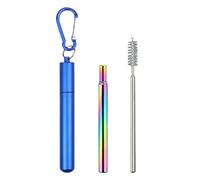 Reusable Straws with Case - Eco Friendly Drinking Straws for Travel and Home Use | Stainless Steel with Cleaning Brush, Portable Storage Tube, Easy to Carry and Wash for Everyday Hydration