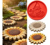 Reusable Sunflower Stepping Stone Mold, 15.7'' Round Stepping Stone Molds for Concrete, Paintable Cement Walkway Stones Mould for Lawn Decorations Garden Paving