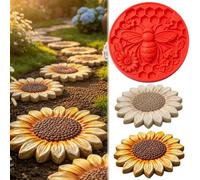 Reusable Sunflower Stepping Stone Mold, 15.7'' Round Stepping Stone Molds for Concrete, Paintable Cement Walkway Stones Mould for Lawn Decorations Garden Paving