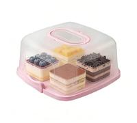 Reusable Transparent Baking Cake Box - 12.8x12.8x6.5 Inches Cake Carrier | Reusable Food Storage with Handle Lid | Round Cakes Carrier Transport Holder for Travel Camping Outdoor Home Kitchen
