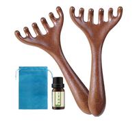 Reusable Wooden Scalp Massager, 2-Pack Head Massage Combs, 5.91x2.83 Inches 6-Claw Relaxation Tool, Natural Wood Brush for Men Women Neck Body Face Spa and Home Use