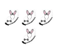 Reusable Zebra Costume Kit Soft Fabric Headband Tail Bow Tie for Cosplay