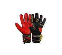 Reusch Attrakt Freegel Silver Guanti da portiere traspiranti da uomo e da donna, guanti da calcio per adulti, adatti per tutte le condizioni atmosferiche e superfici di gioco, nero-oro-rosso, 10,5
