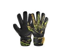 Reusch Attrakt Infinity Finger Support Junior Guanti da portiere per bambini, ideali per erba artificiale, 6, nero-oro-giallo