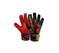 Reusch Attrakt Solid Junior Guanti da portiere per bambini, ragazzi e ragazze, adatti per tutte le condizioni atmosferiche e superfici di gioco, nero-oro-rosso, 7