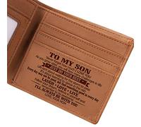 Reuvv Portafoglio da uomo, portafoglio bifold personalizzato per marito, figlio, papà, regalo di compleanno nipote, portafoglio da uomo in pelle con blocco RFID, portafoglio con lettera incisa,