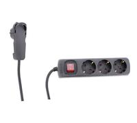 REV 0012326514 Multipresa con interruttore 3 scomparti Nero Schuko 1 pz.