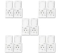 REV 0510253555-V Doppia Presa per Ambienti umidi, IP44, a Due Poli, da Parete, Bianco