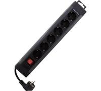 REV SupraLine - Ciabatta multipla a 6 prese con interruttore, cavo da 2,4 m, montaggio a parete e protezione antipiega, colore: antracite
