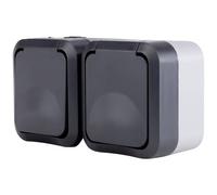 REV 4090400 Completo Presa doppia AquaStorm Grigio chiaro, Nero 000 1 pz.