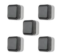 REV - 5 pulsanti AquaStorm SPARSET - Interruttore luce per ambienti umidi IP55, monopolo, a parete, 230 V, 10 A, antracite