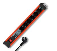 Rev 0014663613 multipresa con interruttore 6 scomparti nero/rosso schuko