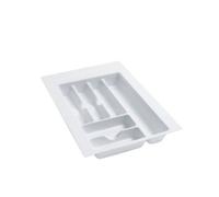 Rev-A-Shelf GCT-2W-52 Medium Trim-to-Fit Glossy Plastic Cutlery 6 Compartment Tray Insert Utensil Organizer for Kitchen Cabinet Drawers White
