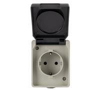 REV AquaBase 1 presa - per ambienti umidi, resistente agli spruzzi, IP54, bipolare, fino a 2,5 mm², 230 V ~, 50 Hz, 16 A, a parete, grigio