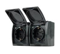 REV AquaForm, doppia presa per ambienti umidi, IP44, a parete, antracite