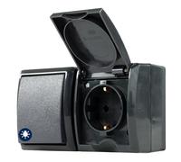 REV AquaForm, presa di corrente - A/W Combi, IP44, bipolare, da parete, antracite